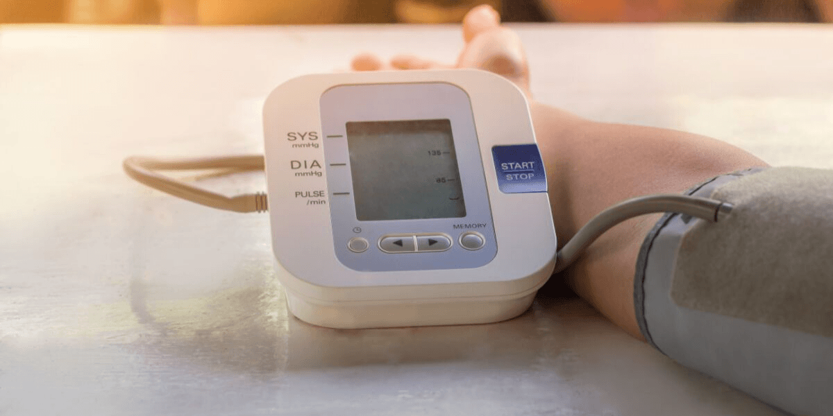 Blood pressure machine on arm