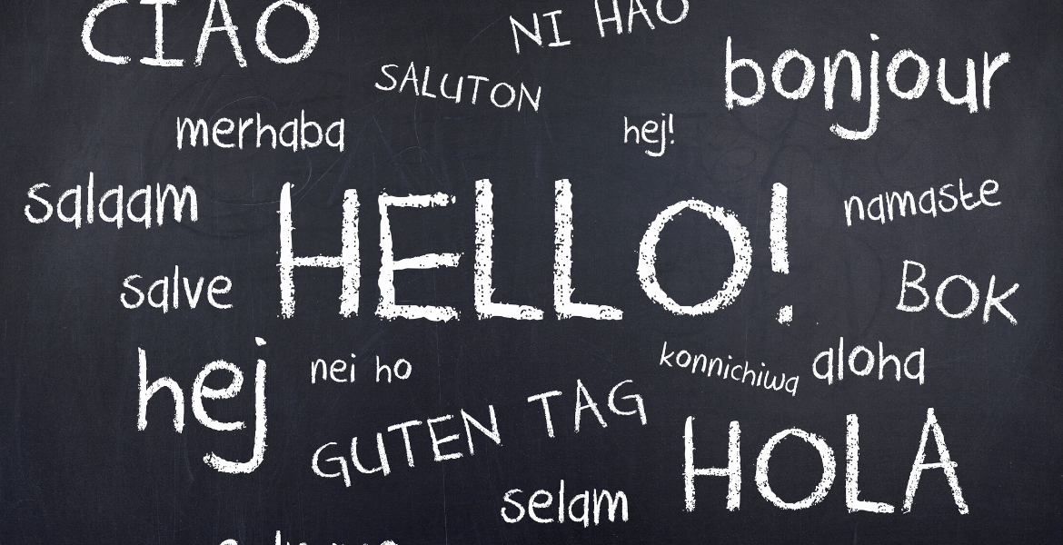 Chalkboard with "hello" written in various languages