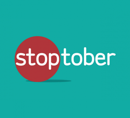 Stoptober logo against teal background