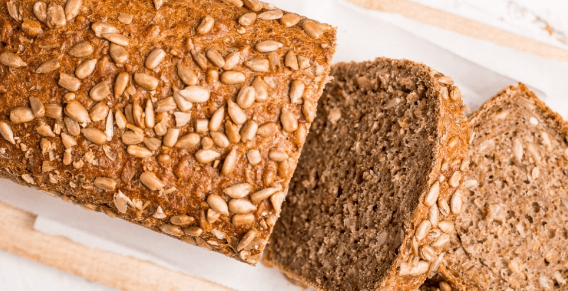 Sliced loaf of sunflower seed bread