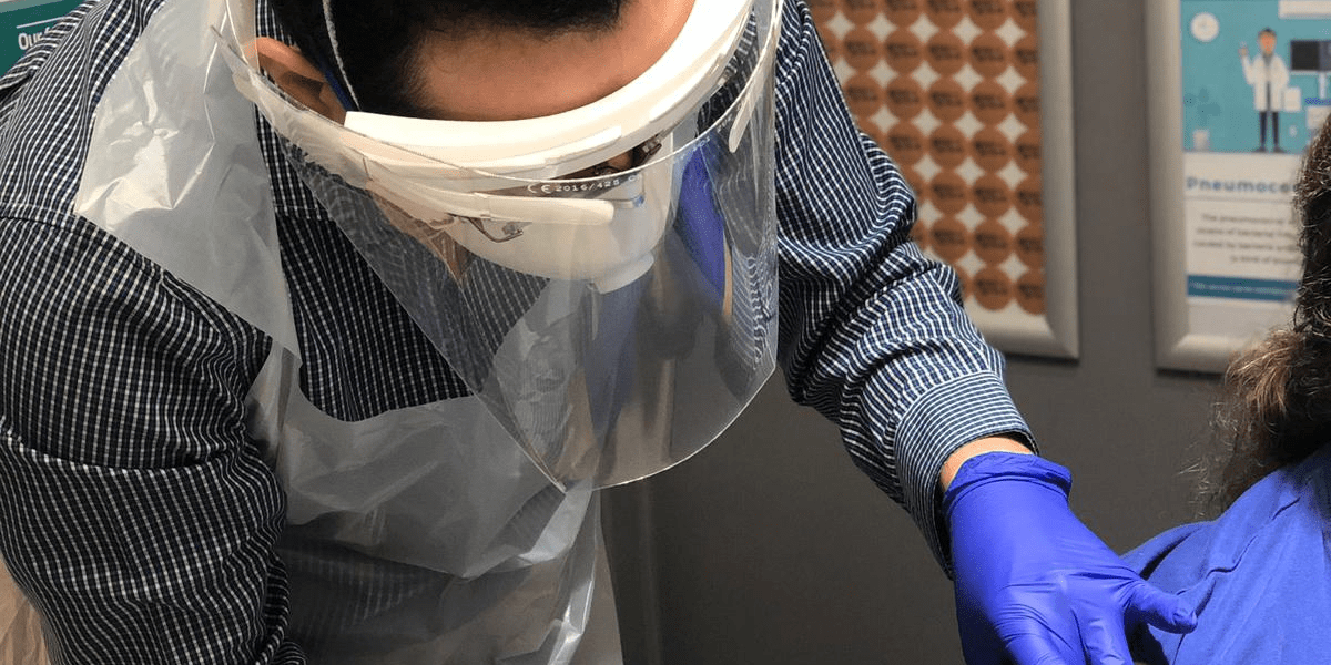 Close of up of doctor wearing PPE