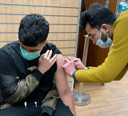 Patient being vaccinated in the arm