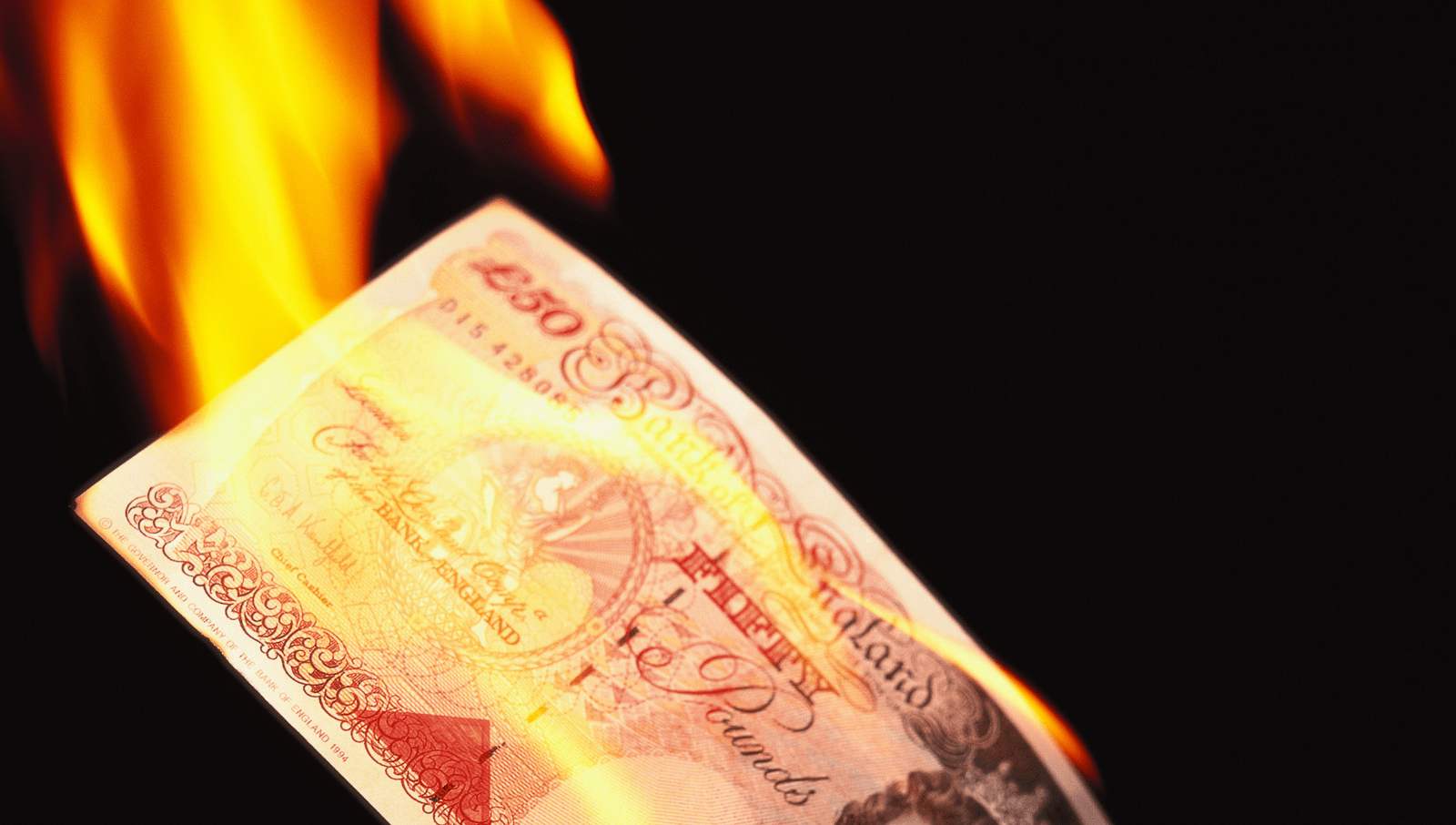 £50 note on fire
